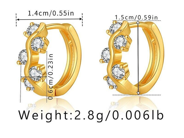 Gold Plated hoop earrings, CZ flower huggies earrings one pair JWDHJ73