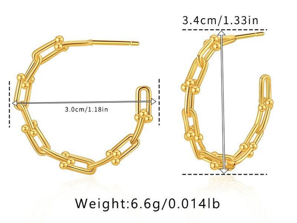 Gold Plated Half hoop earrings open link hoop earrings one pair JWDHJ72