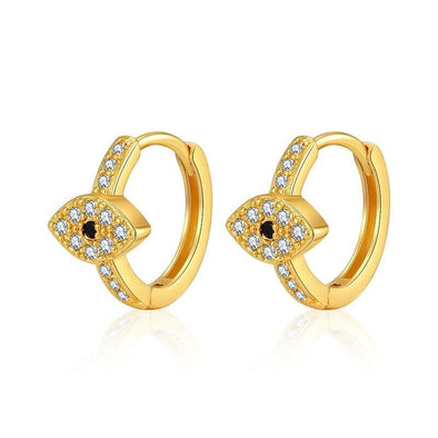 Gold Plated hoop earrings, evil eye CZ huggies earrings one pair JWDHJ46