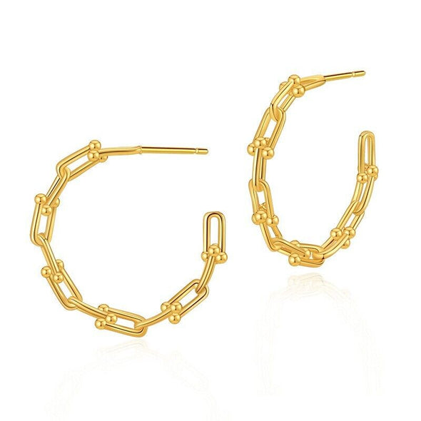Gold Plated Half hoop earrings open link hoop earrings one pair JWDHJ72