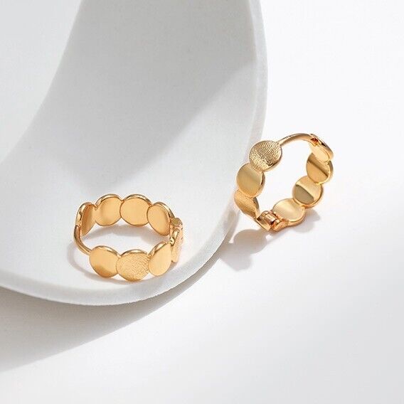 Gold Plated hoop earrings, round huggies earrings one pair JWDHJ66