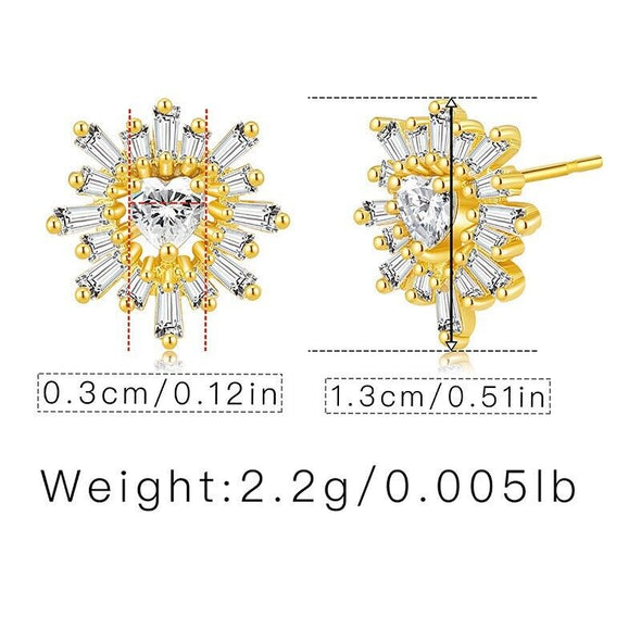 Gold Plated stud earrings, cubic zirconia earrings one pair JWDHJ14
