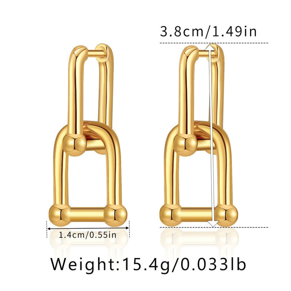 Gold Plated hoop earrings, link minimalist earrings one pair JWDHJ70