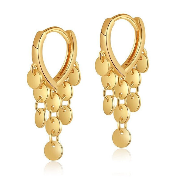 Gold Plated hoop earrings, Tassel Drop huggies earrings one pair JWDHJ76