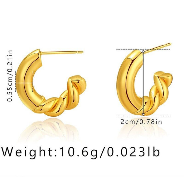 Gold Plated illusion stud earrings, open hoop earrings one pair JWDHJ31