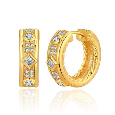 Gold Plated hoop earrings, CZ pave huggies earrings one pair JWDHJ59