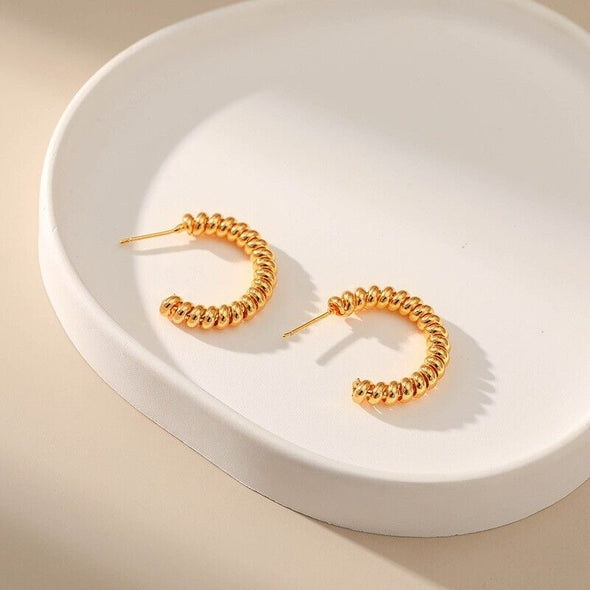 Gold Plated illusion stud earrings, open hoop earrings one pair JWDHJ18