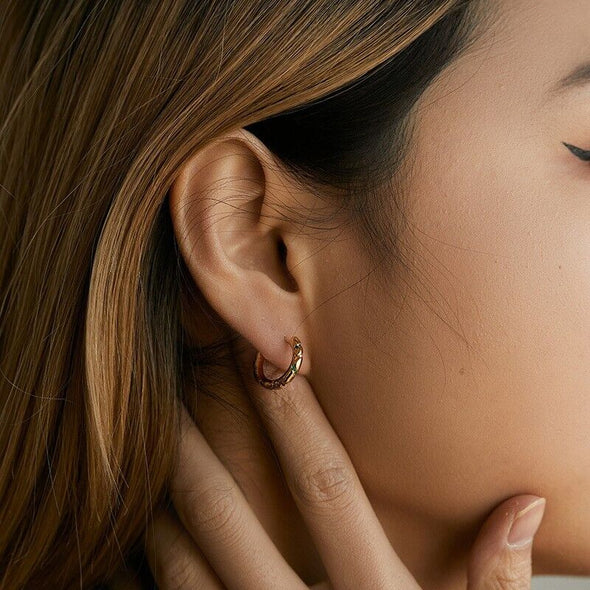 Gold Plated hoop earrings, CZ pave huggies earrings one pair JWDHJ65