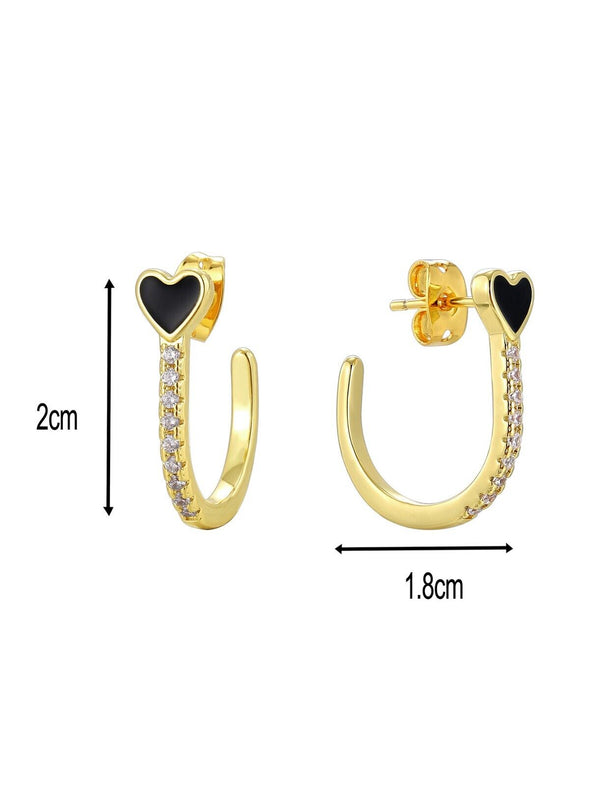 Gold Plated Illusion stud earrings, CZ pave open hoop earrings JWCY112