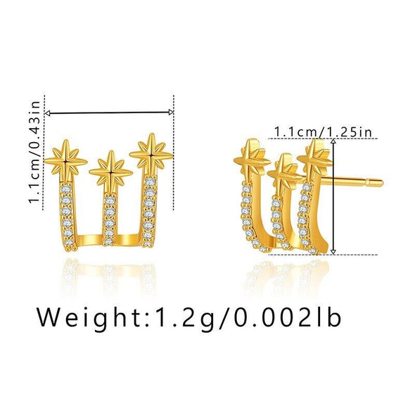 Gold Plated illusion stud earrings, CZ open hoop earrings one pair JWDHJ54
