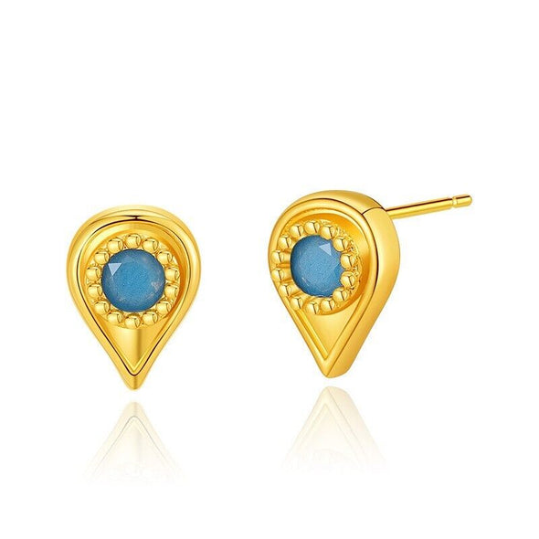 Gold Plated stud earrings, turquoise beads earrings one pair JWDHJ43