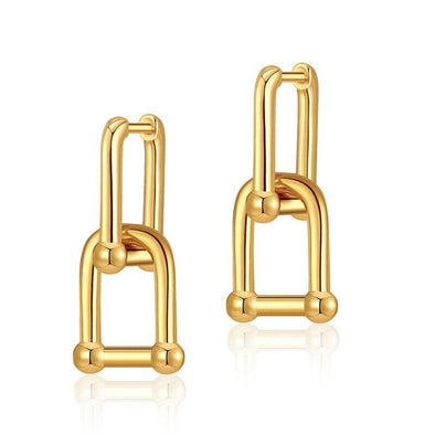 Gold Plated hoop earrings, link minimalist earrings one pair JWDHJ70