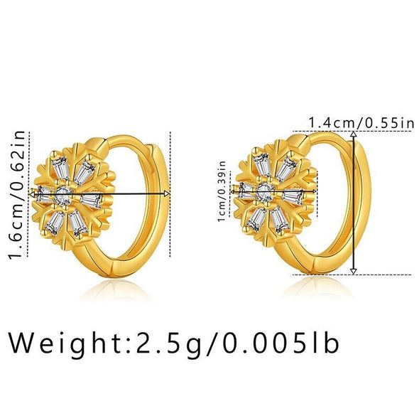 Gold Plated hoop earrings, round CZ Flower huggies earrings one pair JWDHJ39