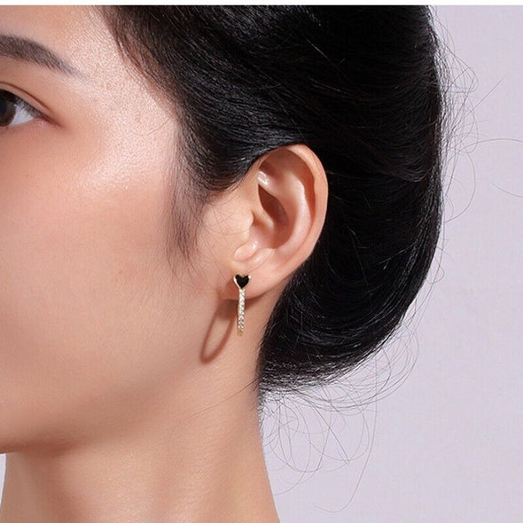 Gold Plated Illusion stud earrings, CZ pave open hoop earrings JWCY112