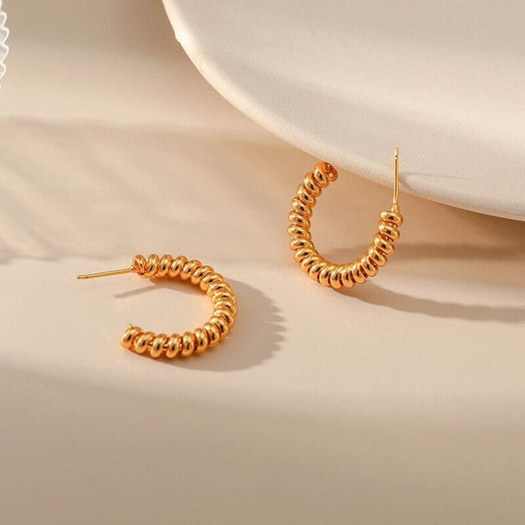 Gold Plated illusion stud earrings, open hoop earrings one pair JWDHJ18