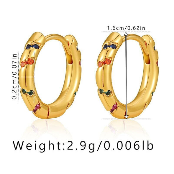 Gold Plated hoop earrings, CZ pave huggies earrings one pair JWDHJ65