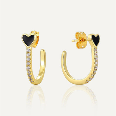 Gold Plated Illusion stud earrings, CZ pave open hoop earrings JWCY112