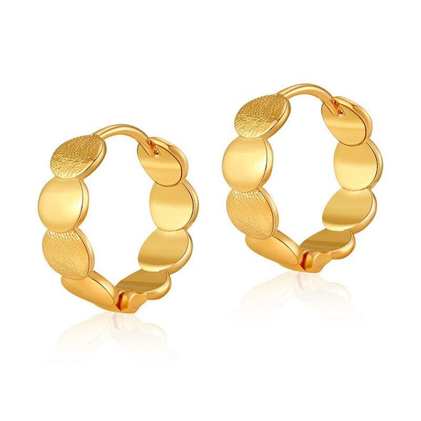 Gold Plated hoop earrings, round huggies earrings one pair JWDHJ66