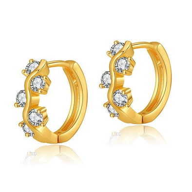 Gold Plated hoop earrings, CZ flower huggies earrings one pair JWDHJ73