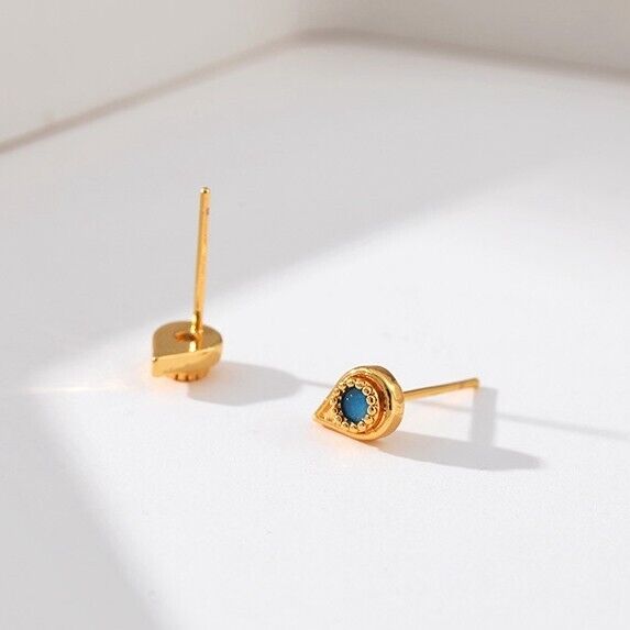 Gold Plated stud earrings, turquoise beads earrings one pair JWDHJ43