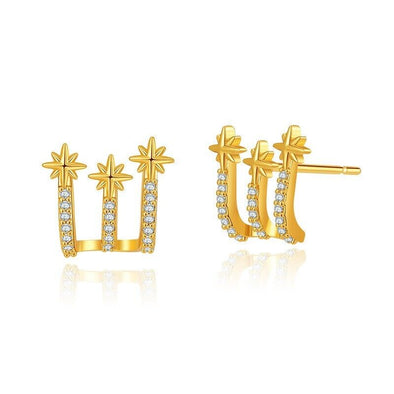 Gold Plated illusion stud earrings, CZ open hoop earrings one pair JWDHJ54