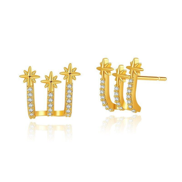Gold Plated illusion stud earrings, CZ open hoop earrings one pair JWDHJ54