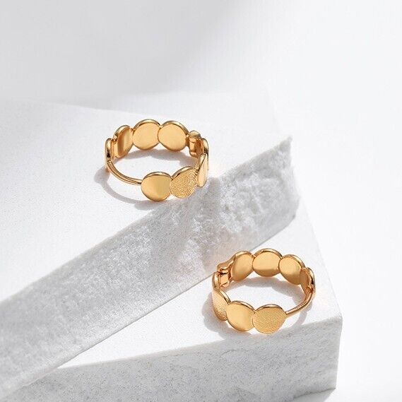 Gold Plated hoop earrings, round huggies earrings one pair JWDHJ66