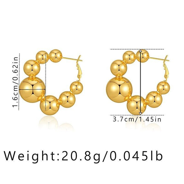 Gold Plated hoop earrings, big balls huggies earrings one pair JWDHJ51