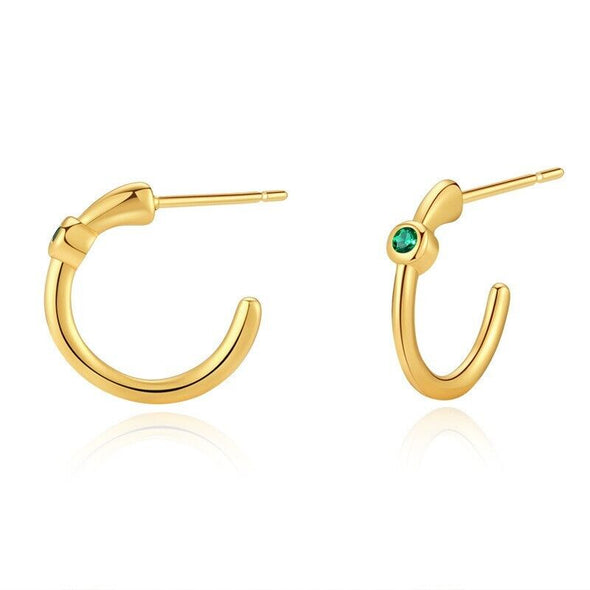 Gold Plated illusion stud earrings, CZ open hoop earrings one pair JWDHJ26