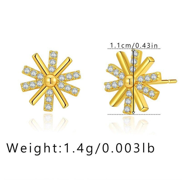 Gold Plated stud earrings, cubic zirconia earrings one pair JWDHJ29