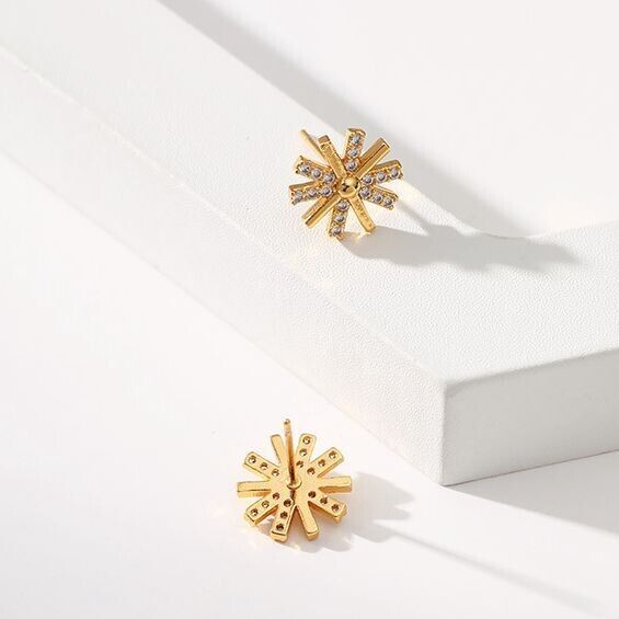 Gold Plated stud earrings, cubic zirconia earrings one pair JWDHJ29