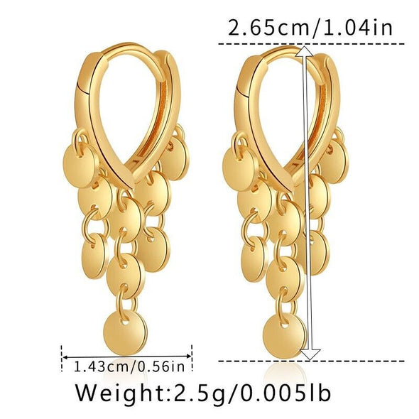 Gold Plated hoop earrings, Tassel Drop huggies earrings one pair JWDHJ76