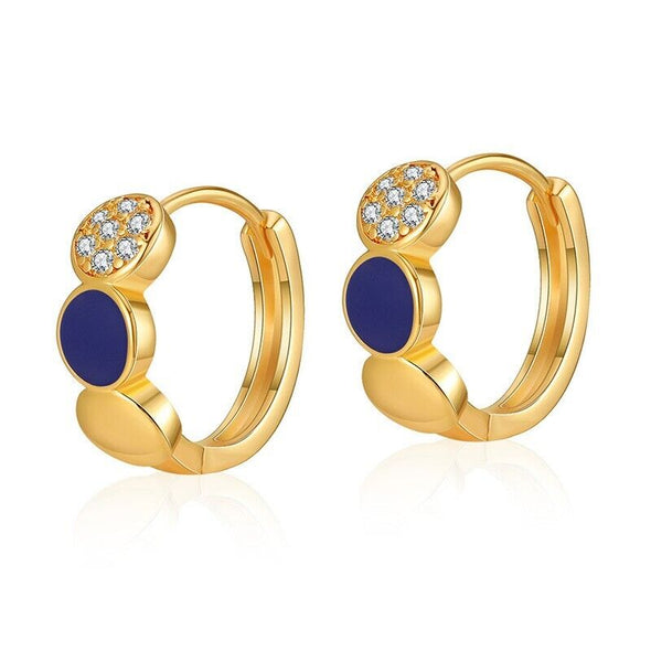Gold Plated hoop earrings, CZ pave huggies earrings one pair JWDHJ67
