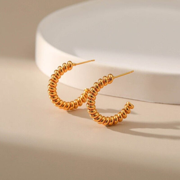 Gold Plated illusion stud earrings, open hoop earrings one pair JWDHJ18