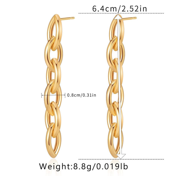 Gold Plated stud earrings, Link Drop earrings one pair JWDHJ75