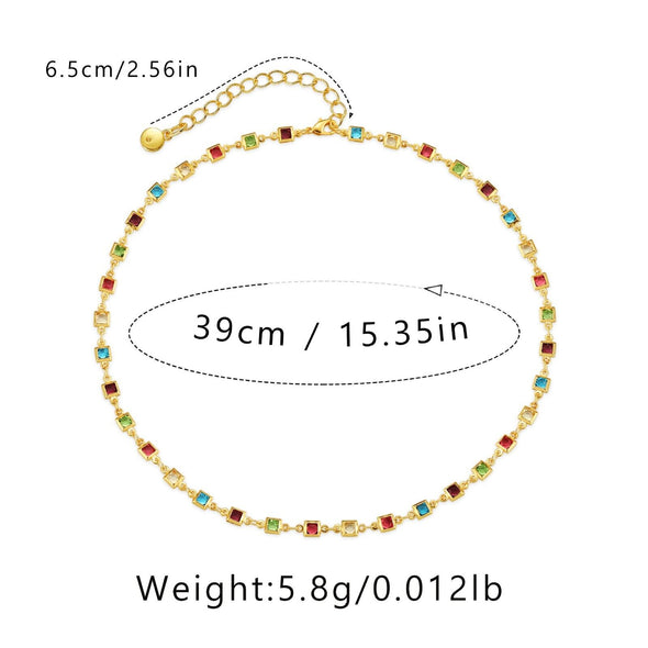 Gold Plated chocke necklace, Cubic zirconia beads necklace 16"+2" JWDHJ11