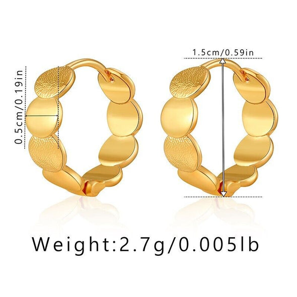 Gold Plated hoop earrings, round huggies earrings one pair JWDHJ66