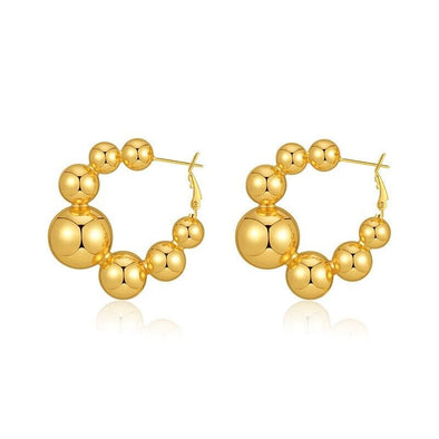Gold Plated hoop earrings, big balls huggies earrings one pair JWDHJ51
