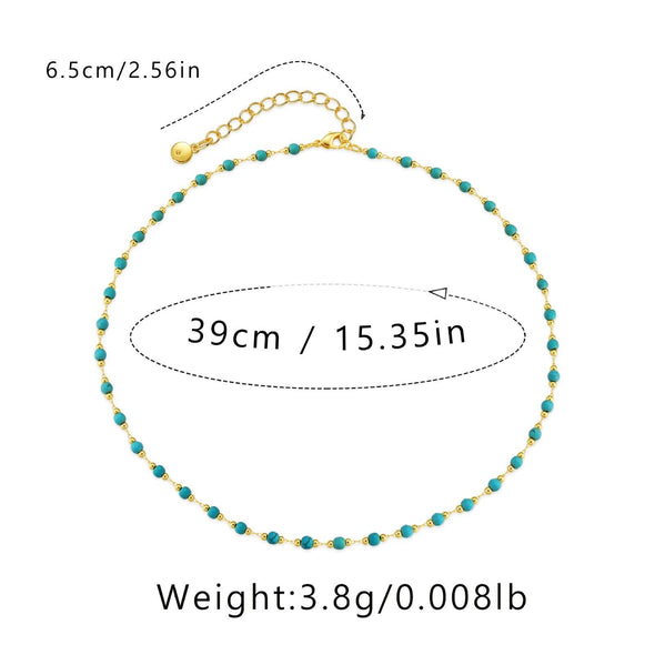 Gold Plated chocke necklace, turquoise beads necklace 16"+2" JWDHJ10