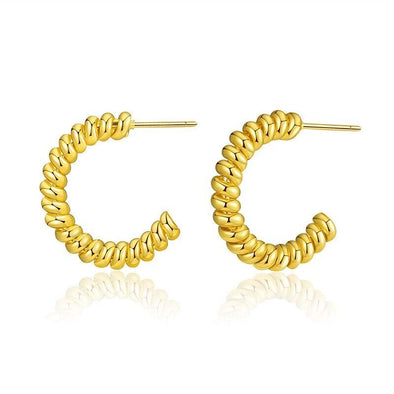 Gold Plated illusion stud earrings, open hoop earrings one pair JWDHJ18