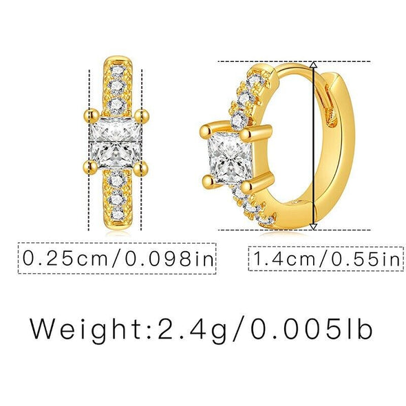 Gold Plated hoop earrings, CZ flower huggies earrings one pair JWDHJ23
