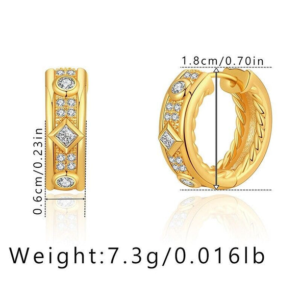 Gold Plated hoop earrings, CZ pave huggies earrings one pair JWDHJ59
