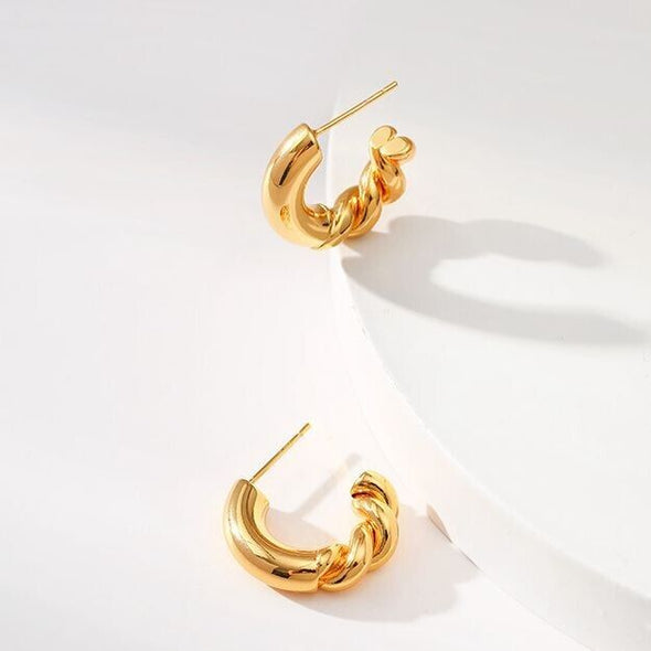 Gold Plated illusion stud earrings, open hoop earrings one pair JWDHJ31