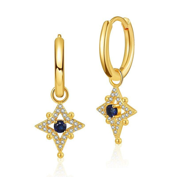 Gold Plated hoop earrings, star burst huggies earrings one pair JWDHJ56