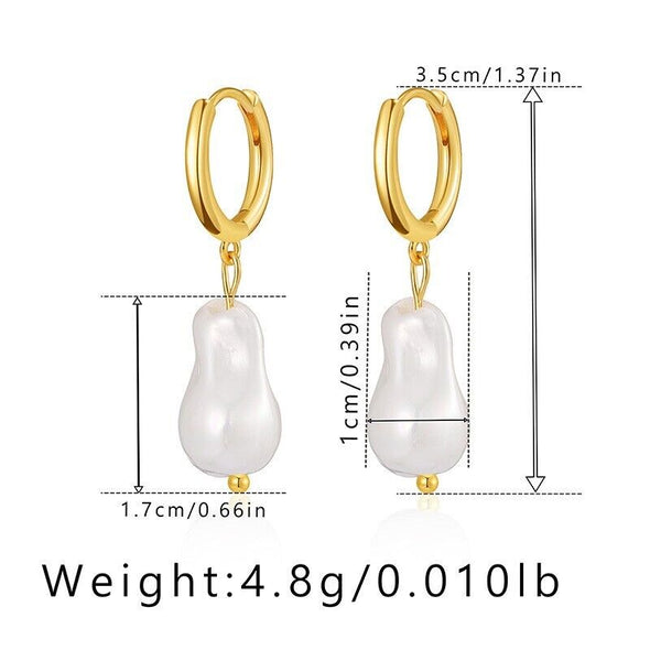 Gold Plated hoop earrings, baroque pearls huggies earrings one pair JWDHJ55