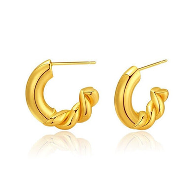Gold Plated illusion stud earrings, open hoop earrings one pair JWDHJ31