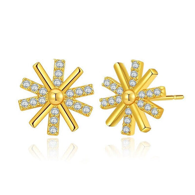 Gold Plated stud earrings, cubic zirconia earrings one pair JWDHJ29