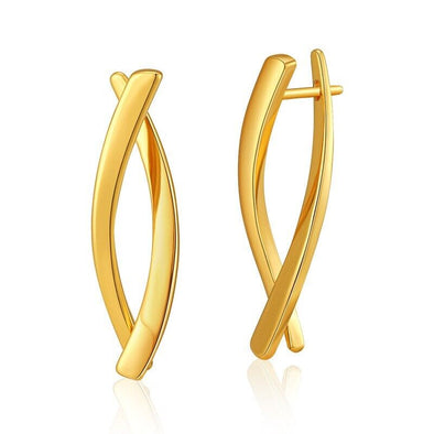 Gold Plated hoop earrings, huggies earrings one pair JWDHJ52
