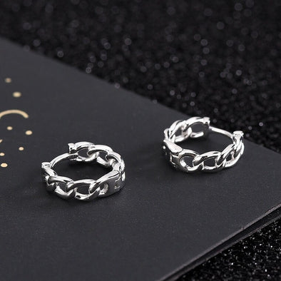 S925 Sterling Silver Link Hoop Earrings, Huggies Earrings, Dainty Earrings, Everyday Earrings, Delicate Huggies, 12mm YCZ405