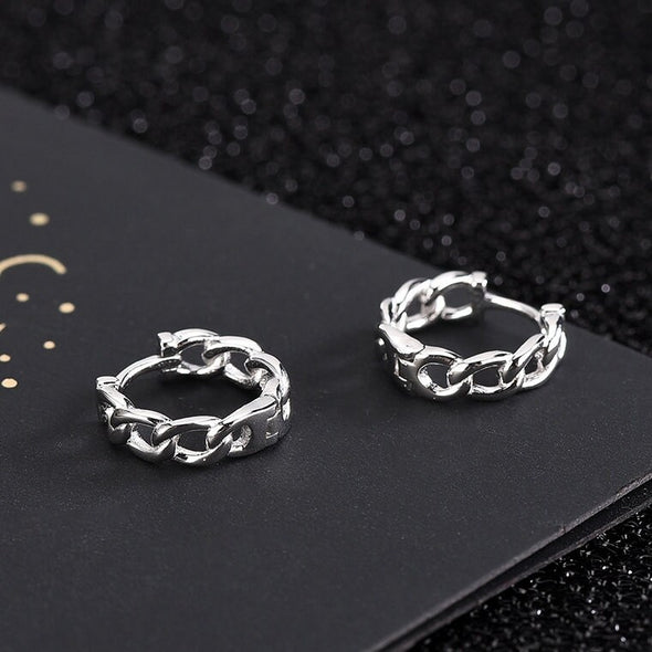 S925 Sterling Silver Link Hoop Earrings, Huggies Earrings, Dainty Earrings, Everyday Earrings, Delicate Huggies, 12mm YCZ405